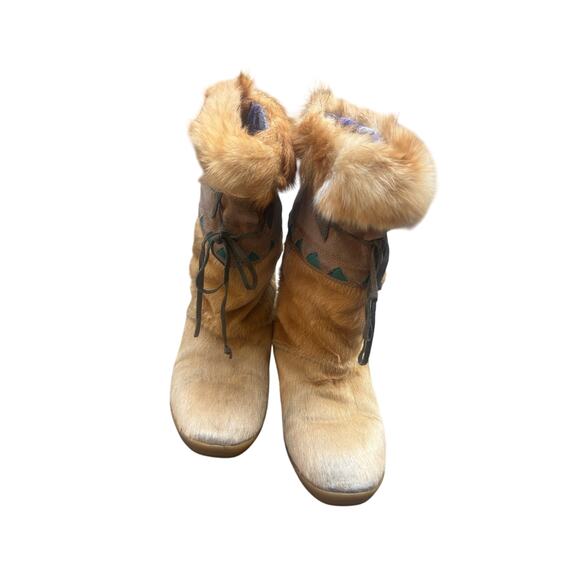 Tecnica Vintage Goat Hair Suede Fur Apres Ski Boots Italy Slight Wear on Toes - Picture 1 of 10